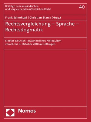 cover image of Rechtsvergleichung--Sprache--Rechtsdogmatik